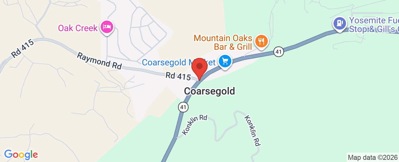 Map showing PO Box 1465, Coarsegold, CA, 93614