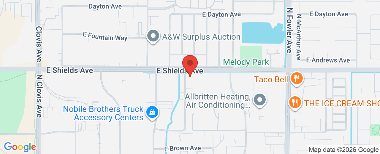 Map showing 5850 E. Shields Ave., Ste. 103, Fresno, CA, 93727